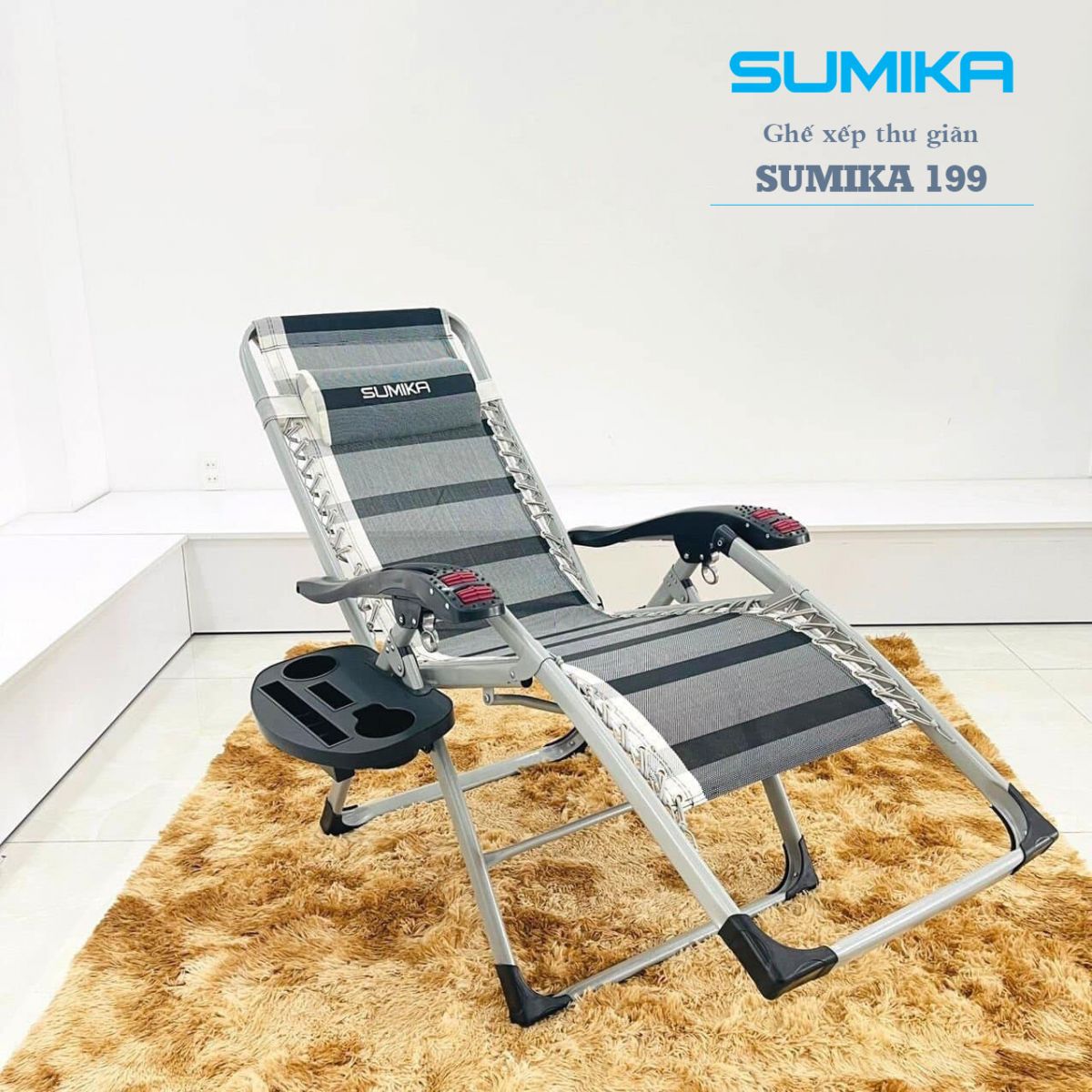 ghe xep thu gian sumika 199 - Ghế xếp thư giãn SUMIKA 199 - lăn tay massage, khung vuông cao cấp